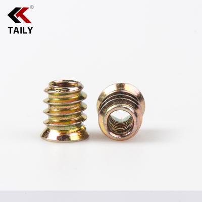 China General Industry M4 M6 M8 Hex Drive Furniture Steel Zinc Alloy Wood Tread Type D E B Insert Nut for sale