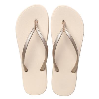 China CUSHIONING CUSHIONING 2021 new summer flat bottom hot sale staple collapses solid color simple feet beach slippers for sale