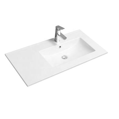 China Wholesale Soft Rectangular White Modern Style Ware Art Counter Top Wash Ceramic Sanitary Basin for sale