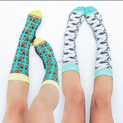 China Unique Vivid Colorful Patterned Funky Knitted Socks Novelty Women Crew Socks ODD QUICK DRY for sale