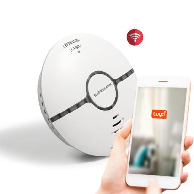 China Best Tuya Smart Home Battery Replaceable Mini Smoke Detector WiFi with Loud Voice Sound Light Alarm for sale