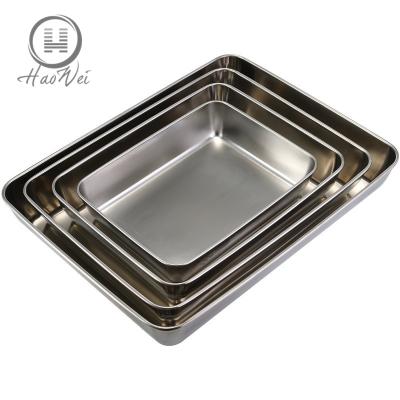 China Restaurant Serving Tray Rectangle OEM Logo Customized Stainless Steel Tray Napkin Restaurant Serving Baking Tray for sale