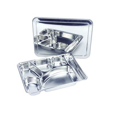 China 6 Compartment Stainless Steel Hospital Prison Hotel Snack Tray Sustainable High Quality Food Tray for sale