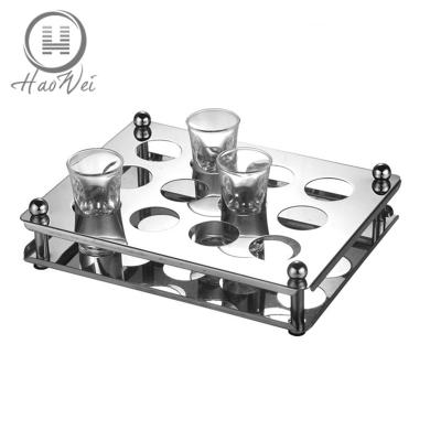 China High Quality Viable Stainless Steel 5 Size Barware Shot Glass Holder Tray Cup Wine Rack for sale