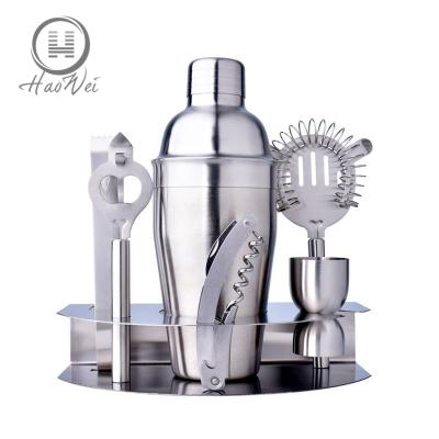 China New Hot Viable Selling 7 Pcs With Stand Stainless Steel Cocktail Shaker Bartender Kit Set for sale