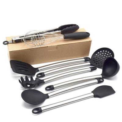 China Viable Hot Selling 8 Pcs Stainless Steel Silicone Kitchenware Cookware Set From Amazon for sale