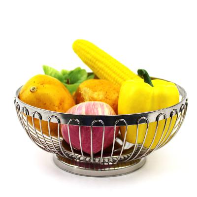 China Sustainable High Grade European Style Wire Stainless Steel Fruit Basket Kitchen Basket for sale