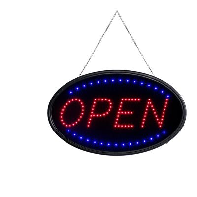 China Buildings 48 x 25cm Outdoor Open Narrow Panel LED Good Quality Custom Neon Open Sign With Clock Working Hours for sale