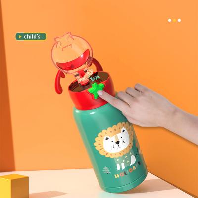 China PORTABLE Temperature Display Stainless Steel Vacuum Cup Cute Gift Set One Cup Two Lid Gift Water Bottle for sale