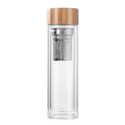 China Sustainable Wholesale 450ml Insulated Glass Mugs With Lid Travel Water Cup Bottles for sale