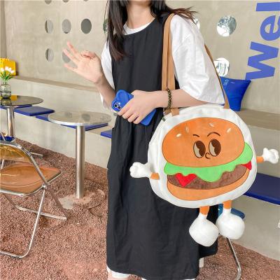 China New Cartoon Fashion Hamburger Shoulder Bag Cute Soft Canvas Girl Large Shoulder Handbag Tote Bags Women Hand Messenger Bags for sale