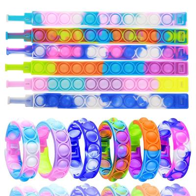 China New Silicone Kids Rainbow Soft Adult Bubble Push Bubble fidgety person Sensory Toys Squeeze Autism Trigger Toy Bracelet for sale