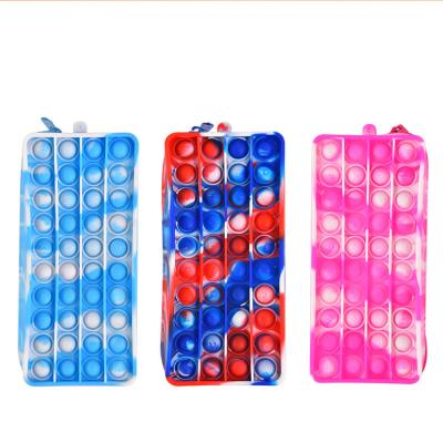 China Wholesale Annealing Stabilization Compression Silicone Silica Storage Box Sensory Students Bags Push Press Bubble Relieve Stress Pen Bag Kids Stirring Toy Pencil Case for sale