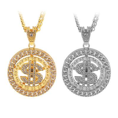 China Hiphop new fashion gold chain design for men hip hop jewelry gold dollar sign gold necklace chains men and women trend personality for sale