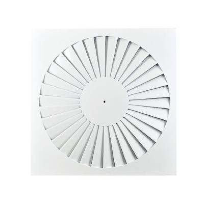 China Easy Installation Air Conditioning Square Swirl Diffuser 595 x 595 Neck Fixed Construction HVAC Air Vent Swirl Ceiling Steel Diffuser for sale