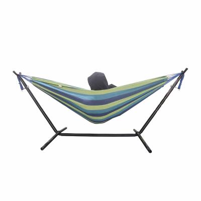 China Modern Outdoor Yoga Travel Canvas Camping Portable Hammock with Metal Stand for Adults Indoor Swing Hanging Cheap Cotton Hammock for sale