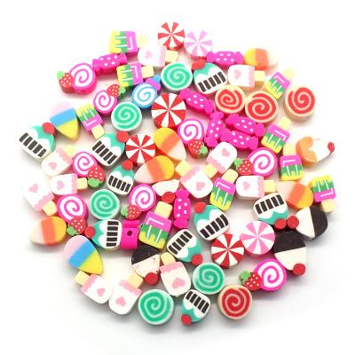 China Jewelry Making DIY Craft Accessories Cute Polymer Clay Beads Ice Cream Popsicle Mix Beads Soft Pottery Big Hole Beads for sale