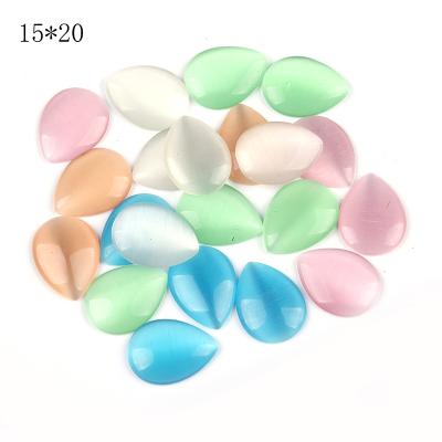 China Cat Eye Diy Colored Pear Stone Accessory Cat Eyes Shape 15*20 Crafts Opal For Making Supply for sale