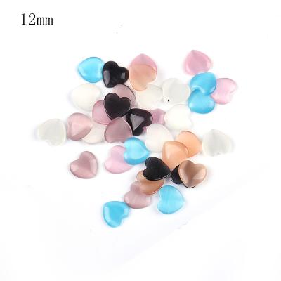 China Direct Heart Shaped Opal 12mm Flat Bottom Cat Eye Gem Stone For Cat Eye Factory Sale Jewelry Making for sale