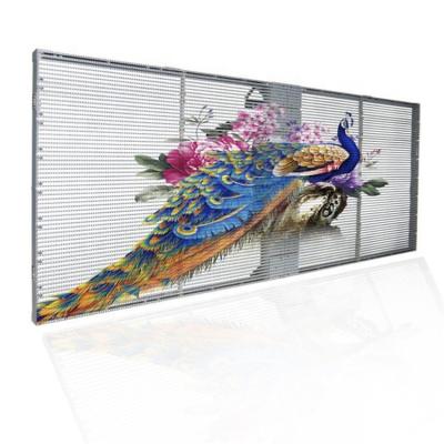 China Indoor transparent led curtain p20 hd p20 outdoor full color glassy video screen in Levt high brightness display lights for sale