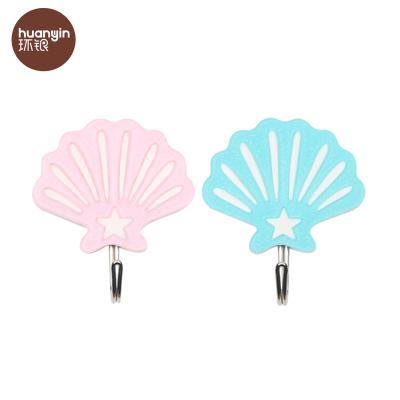 China Sustainable Plastic Colorful Acrylic Mini Shell Wall Hanger Hook for sale