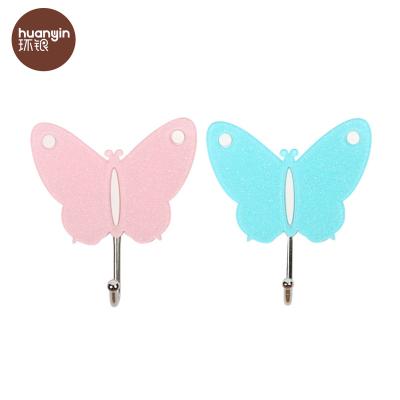 China Viable Acrylic Plastic Butterfly Shape Wall Hook Key Holder for sale