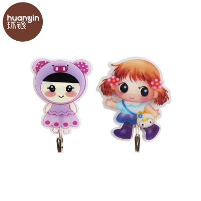 China 3D Little Girl Viable Decorative Originality Plastic Self-adhesive Children Hooks for sale