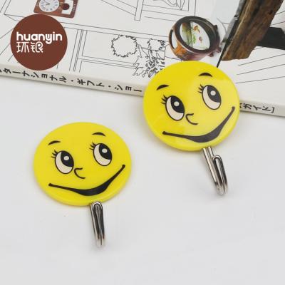 China Viable Hot Sales HY-0819 Smile Face Plastic Towel Hook For Keys Adhesive Hooks for sale