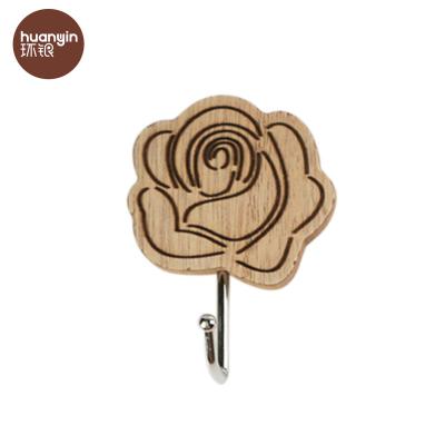 China Originality Viable Decorative Flower Removable Wooden Wall Hook for sale