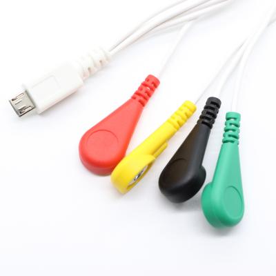 China Multi flash ecg cable with SR 5pin slide micro USB to EMG/ECG rupture electrode cables black cable ecg cable for sale