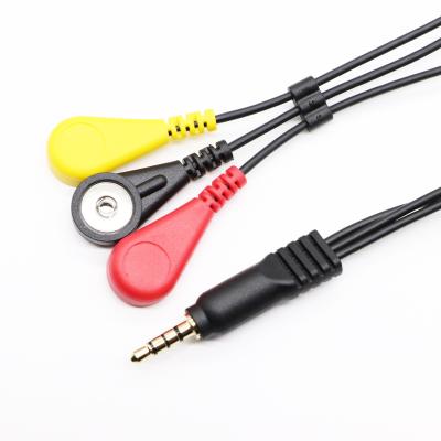 China PVC Shielded 3 Lead Snap EEG/ECG/EMG Electrode Cable To Audio Jack Ecg Cable for sale