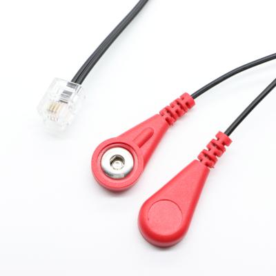 China Medical RJ11 6P4C To 3*4.0 Mm Female Button Lead Wire Ecg Snap Cable for sale