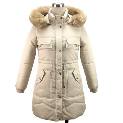 China New Design Winter Stripper Jacket Waterproof Cotton Padded Clothes Warm Hooded Women Ladies Slim Long Women Coats for sale