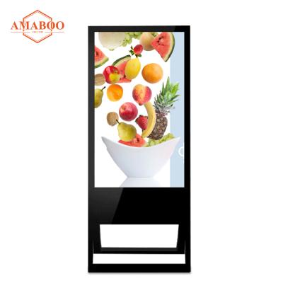 China Indoor Hot Sale 21.5 27 32 43 49 55 Inch Floor-standing Portable LCD Advertising Screen Advertising Player for sale