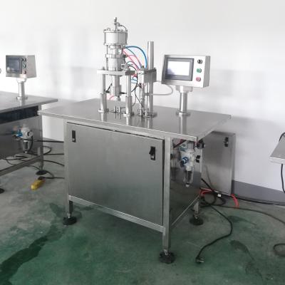 China Semi Automatic Food Bag On Valve Aerosol Filling Machine For Aerosol Refillable Spray Can for sale