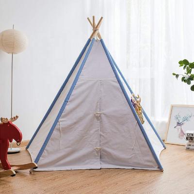 China Sports Toy Gray Playhouse Polyester Material Play Teepee Kids Pitch Indoor Room Tent With Wooden Pole for sale