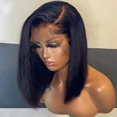 China Softest Hair 4*4 13*4 Brazilian Straight Lace Front Bob Wigs Pixie Cut Short Hair Gluess Wholesale Price for sale