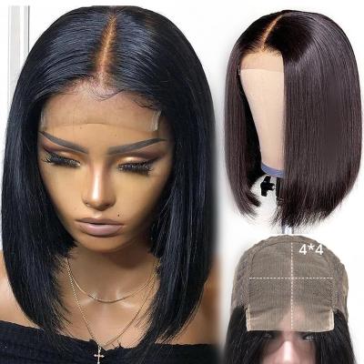 China Rshow Softest Vrigin Hair Wholesale 4*4 Bob Wig Mink Brazilian Human Hair Straight Short Bob Lace Front Wig 13*4 for sale