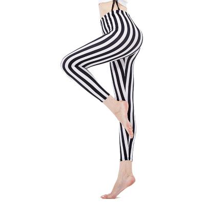 China Antibacterial Women's Leggings Fitness Gym Printing Vertical Skinny Tight Stretchy Workout Sports Yoga Pants for sale