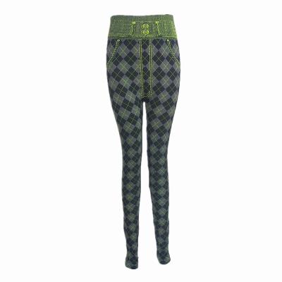 China Plaid Breathable Casual Seamless Jacquard Women's Sport Yoga Knitting Legging Pants for sale