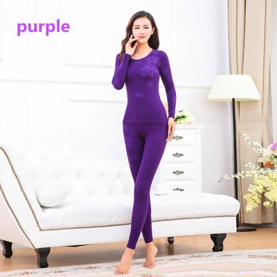 China Women Winter Antibacterial Fleece Warmly Striped Long Johns Modal Seamless Sleepwear Thermal Underwear Sets for sale