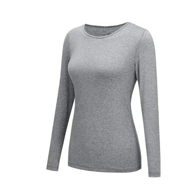 China Breathable Women Long Sleeves Fitness Training Gym Wear Workout Sports Yoga Seamless Stretch Tops With Thumb Holes for sale