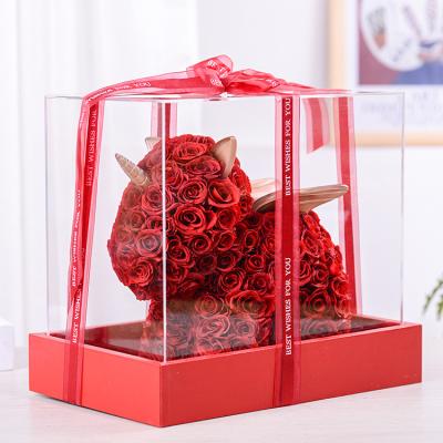 China Fancy 3-5 Years Warranty Christmas Valentine's Day Preserved Rose Unicorn With Gift Box Flower Rose for sale