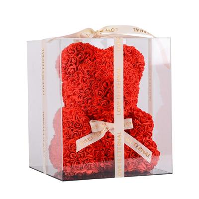 China Artificial Flower Foam Teddy Rose Bear Rose Teddy Bear With Gift Box Valentines Day Gifts for sale