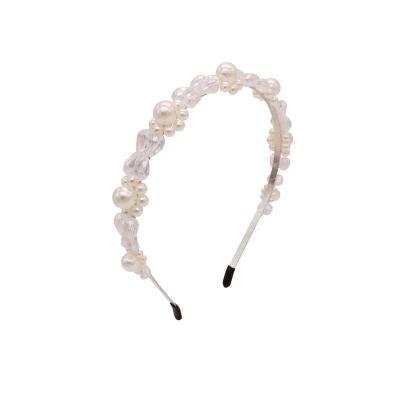 China Elegant women's narrow white transparent women's attractive bangs bead headband headdress for sale