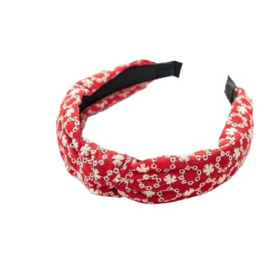 China 2021 Double Layer Attractive Luxury Breathable Soft Fabric Flower Headband Girl Summer Wide Headband for sale