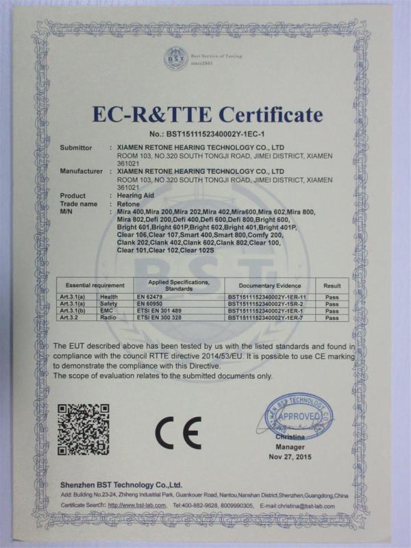 CE - Xiamen Retone Hearing Technology Co., Ltd.