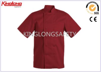 China Fashion Comfortable Polyester Cotton Chef Cook Uniform Red Chef Jacket for sale