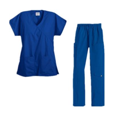 China Krankenhauspersonal-Uniform-/Krankenpflegearbeit-Uniform scheuert Königsblau-Spitze und Hosen zu verkaufen