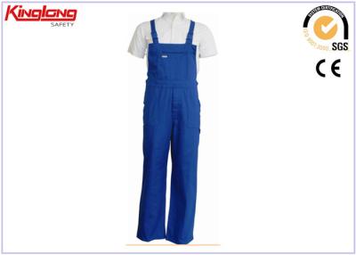 China Durable Deep Blue Bib Pant With One Chest Pocket And Rubber Label for sale